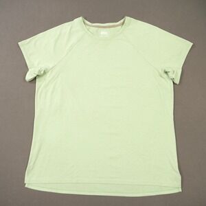 REI Top Womens Medium Large Green Running Yoga Gym Outdoors Logo Casual